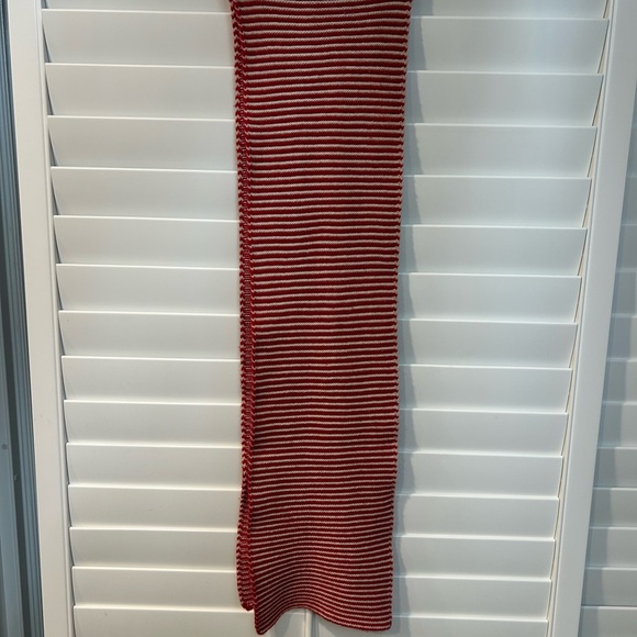 Red and White Striped Knit Scarf